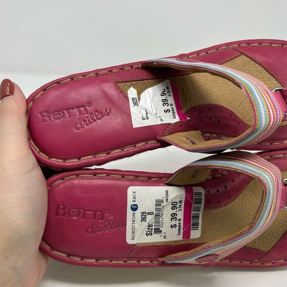 Born Women's Espadrille Wedge Slip On Thong Sandals Pink Size 8 Summer Casual - Picture 11 of 14